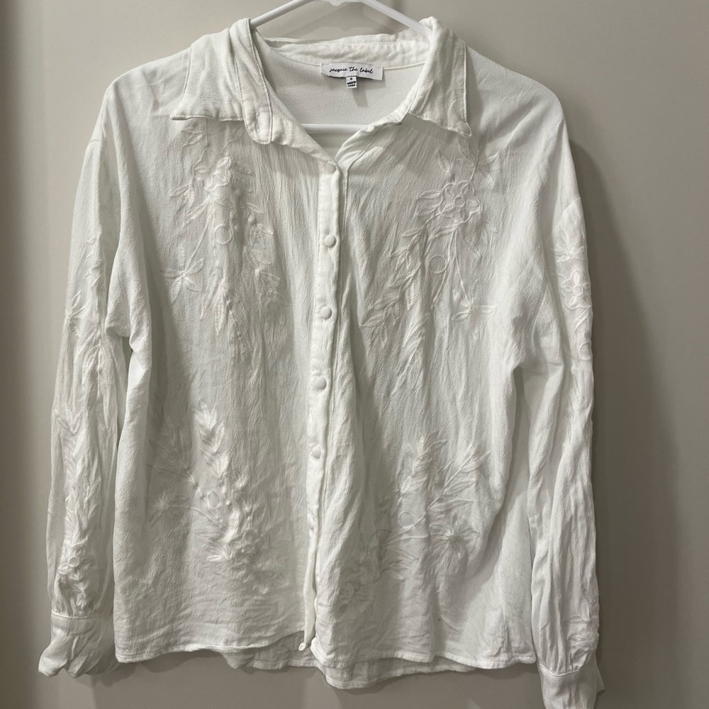 White Embroidered Button Down - image 1